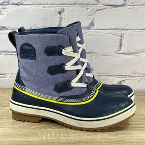 Sorel Blue Waterproof Winter Snow Boots Women's Size 8 Lace-Up